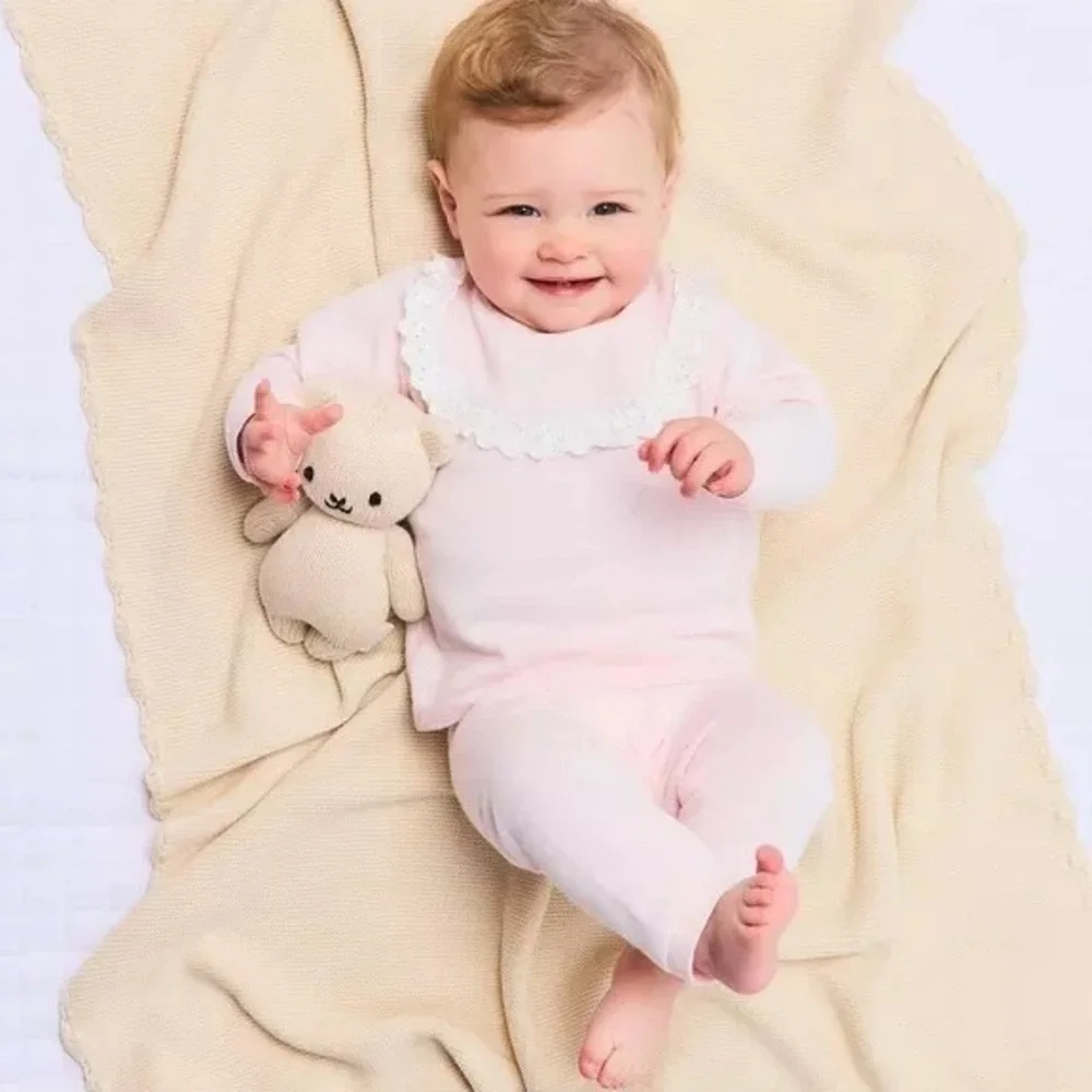 Janie and Jack Baby Eyelet Trim Matching Sweater Set Pink Blossom Size 0-3 month